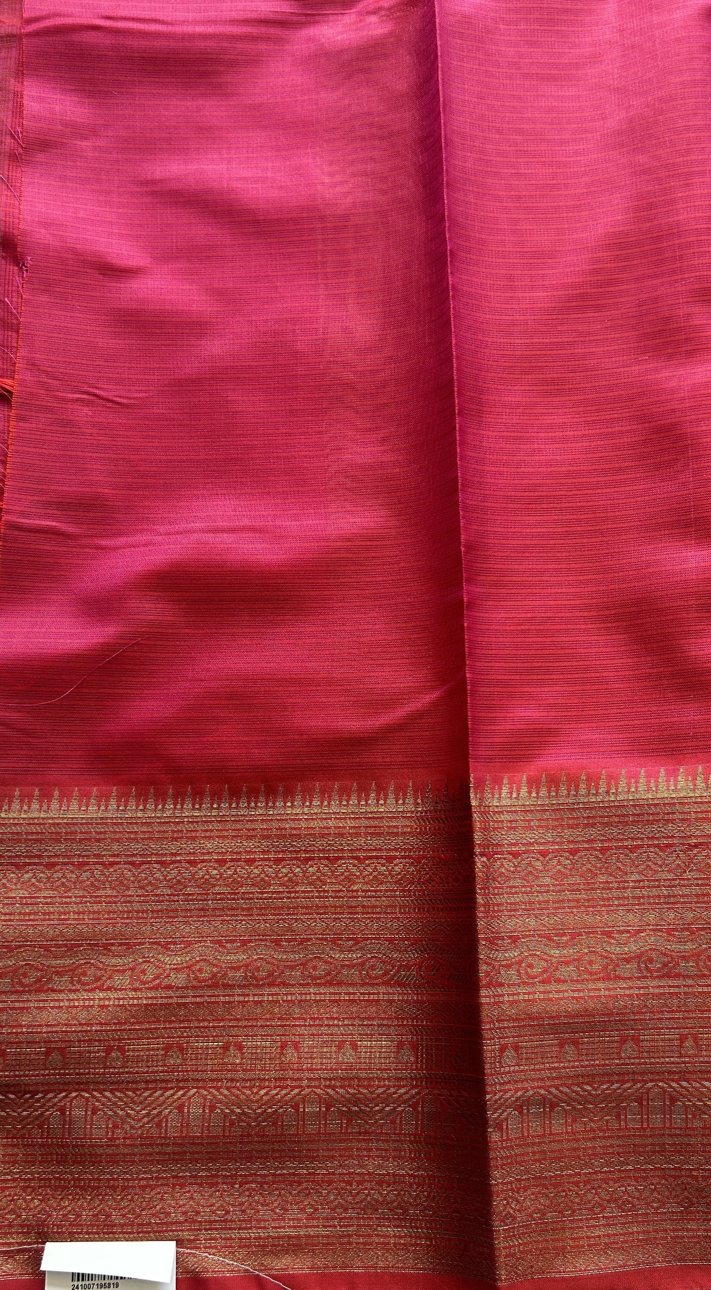 Silk kota Saree Hot Pink colored Complemented with a Zari Border.