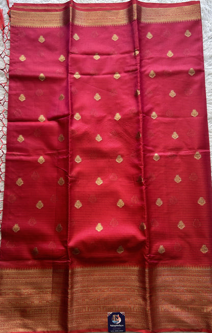 Silk kota Saree Hot Pink colored Complemented with a Zari Border.