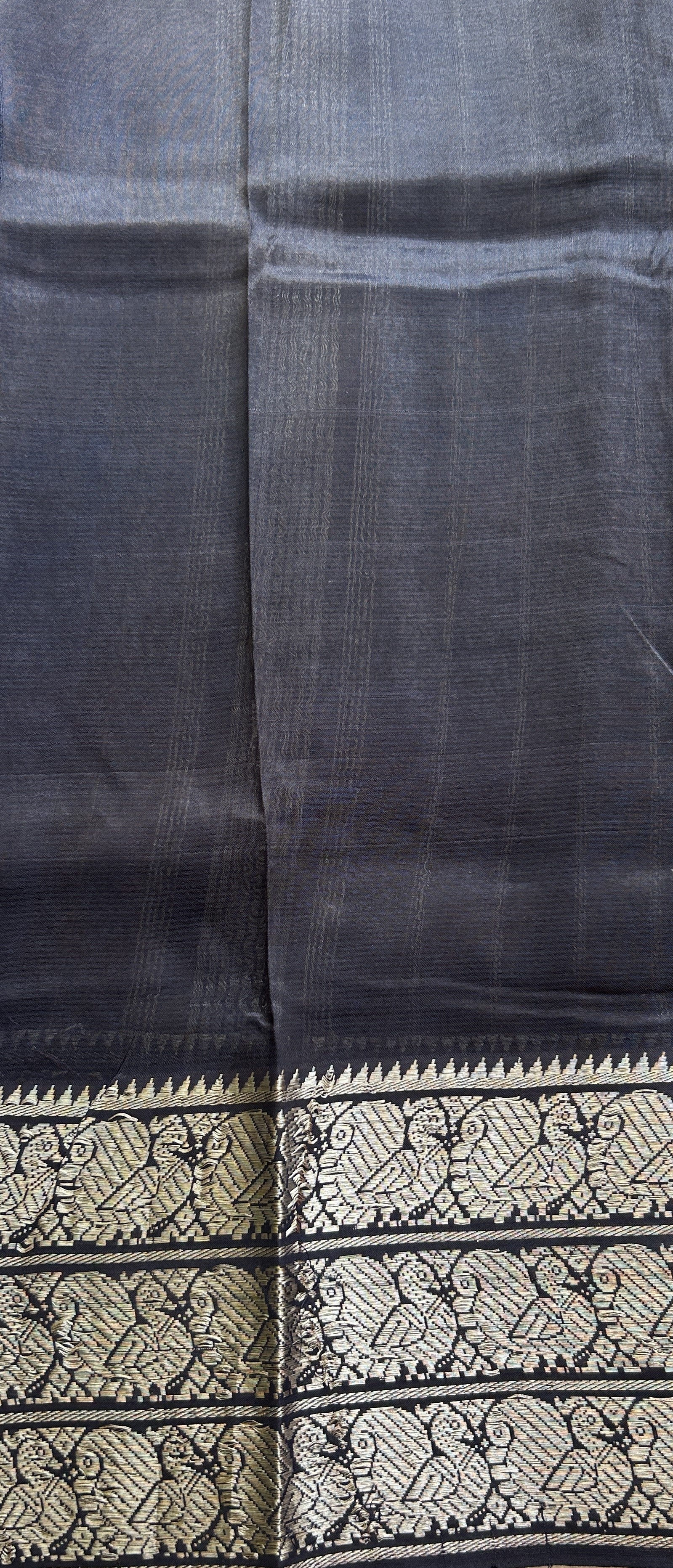 Mangalagiri Pattu Shibori Saree Multi colored complemented with a Dark Navy Blue Color Zari Border - Sampradaya Designer Studio