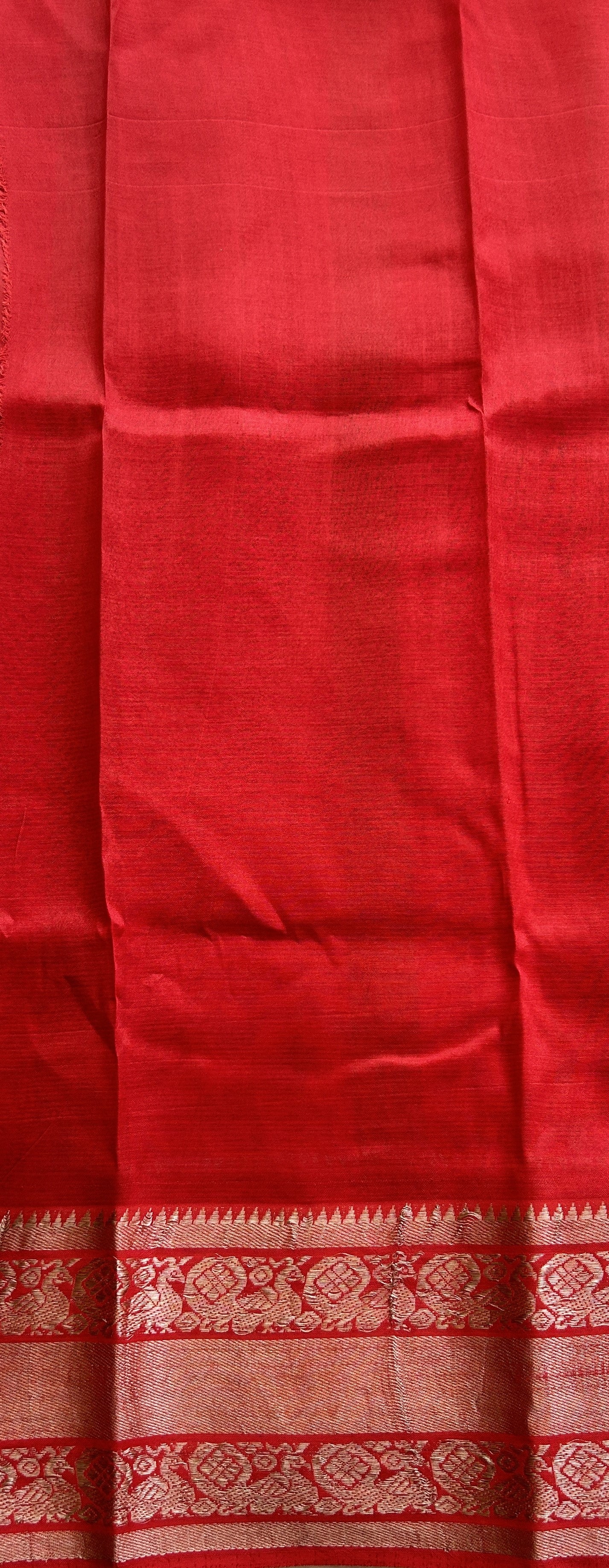 Mangalagiri Pattu Shibori Saree Multi colored complemented with a Red Color Zari Border - Sampradaya Designer Studio