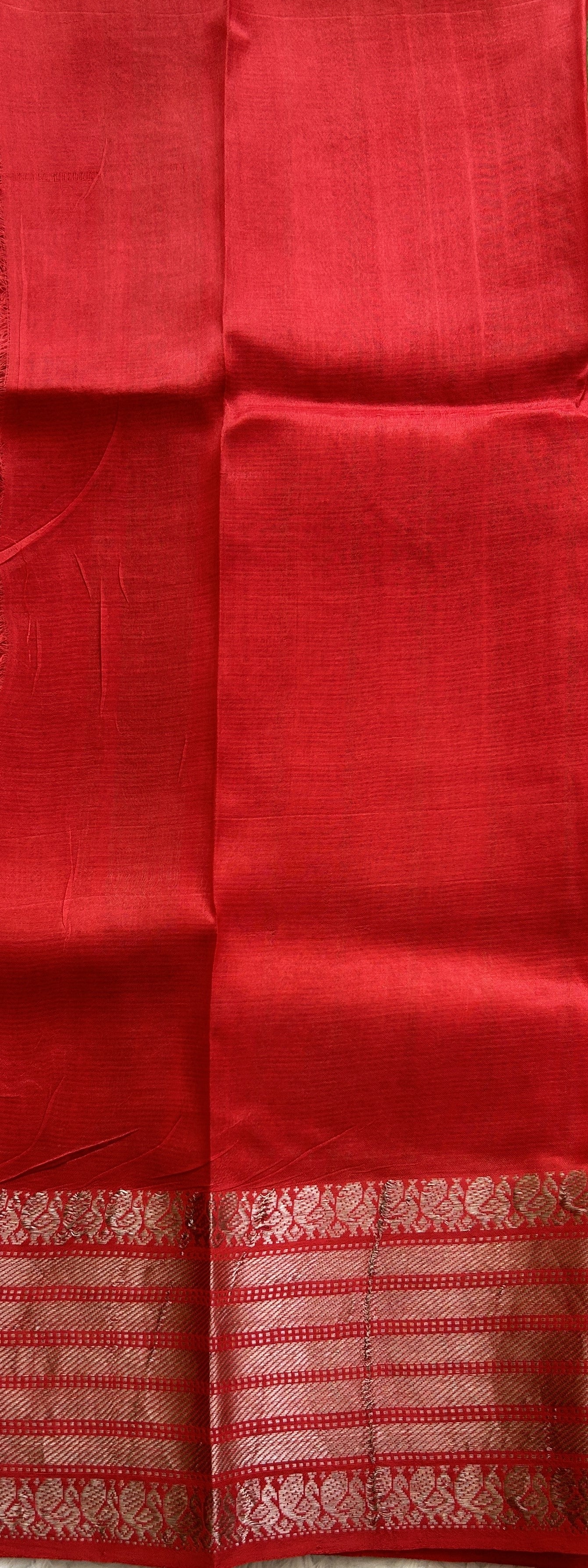 Mangalagiri Pattu Shibori Saree Multi colored complemented with a Red Color Zari Border - Sampradaya Designer Studio