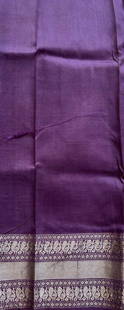 Mangalagiri Pattu Shibori Saree Multi colored complemented with a Purple Color Zari Border - Sampradaya Designer Studio