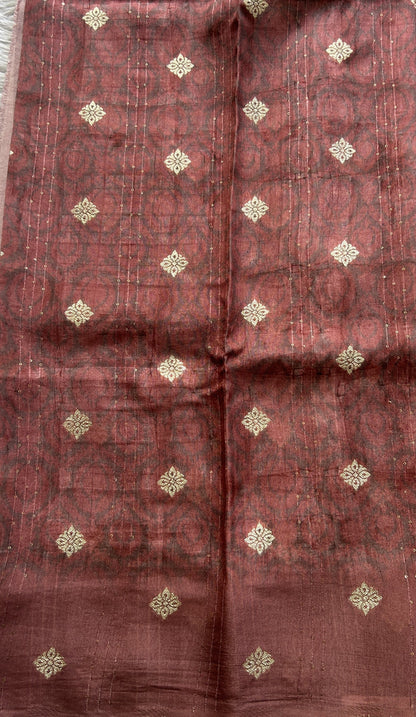 Banarasi Soft Silk Saree Dark Mauve Colored Complemented with a Zari Border.