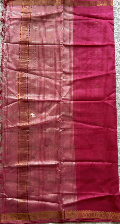 Pure Mangalagiri Pattu Dress Material Baby Pink Colored Paired with a Pink Color Pant and Dupatta - Sampradaya Designer Studio