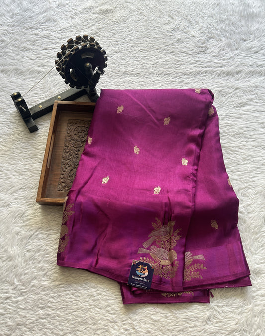 Mona Silk Saree Dark Purple Colored Complemented with a Mashrur Border.