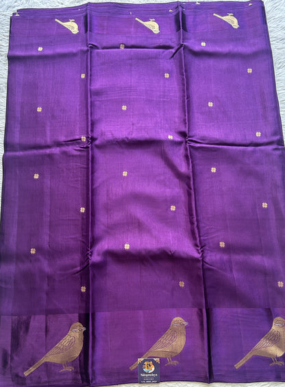 Mona Silk Saree Dark Violet Colored Complemented with a Mashrur Border.