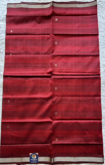 Pure Mangalagiri Pattu Dress Material Maroon Colored Paired with a Black Color Pattu Dupatta - Sampradaya Designer Studio