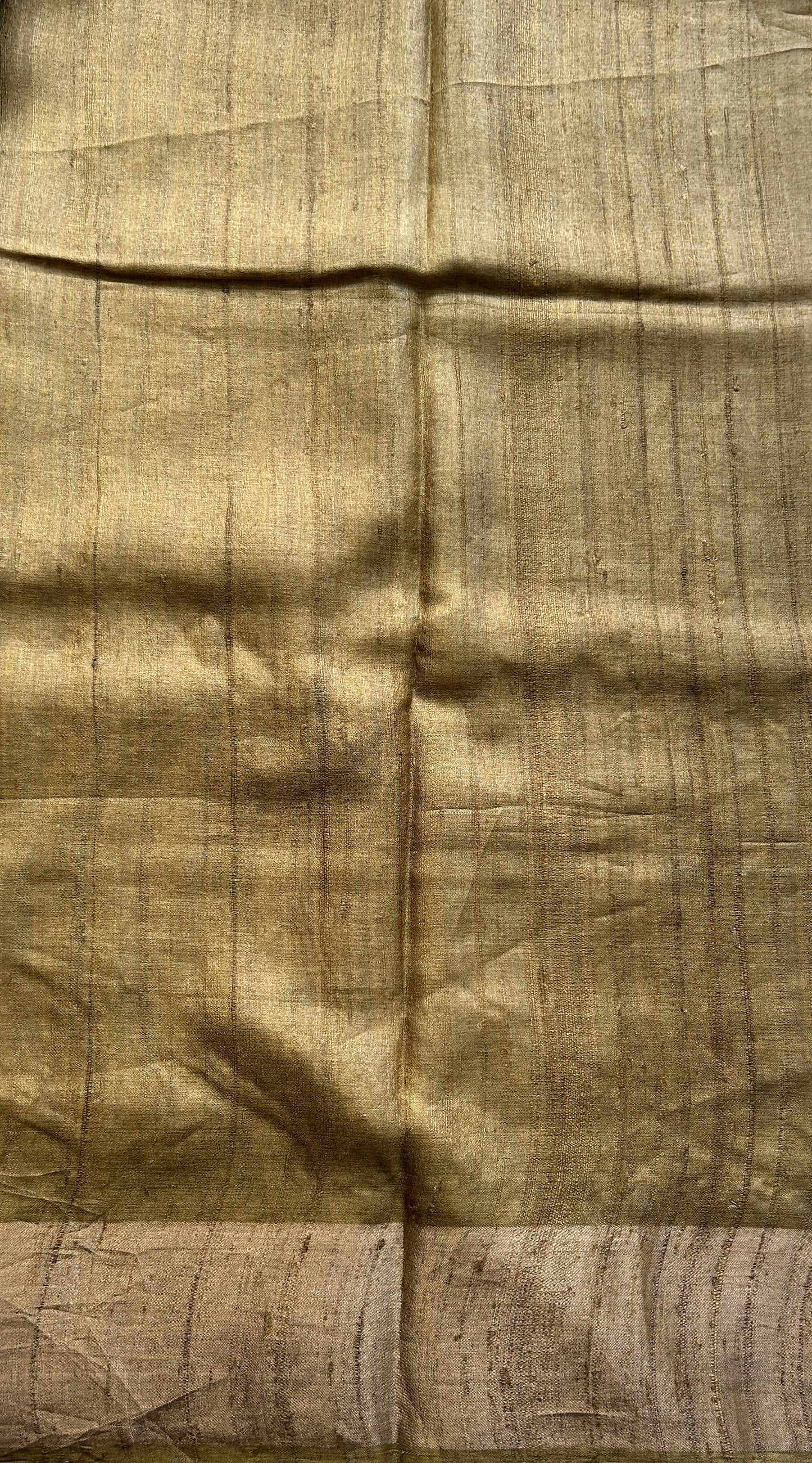 Pure Tussar Silk Saree Light Brown Color Complemented with a Zari Border.