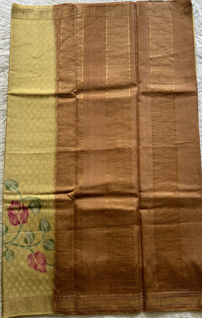 Pure Tussar Silk Saree Gold Color Complemented with a Zari Border.