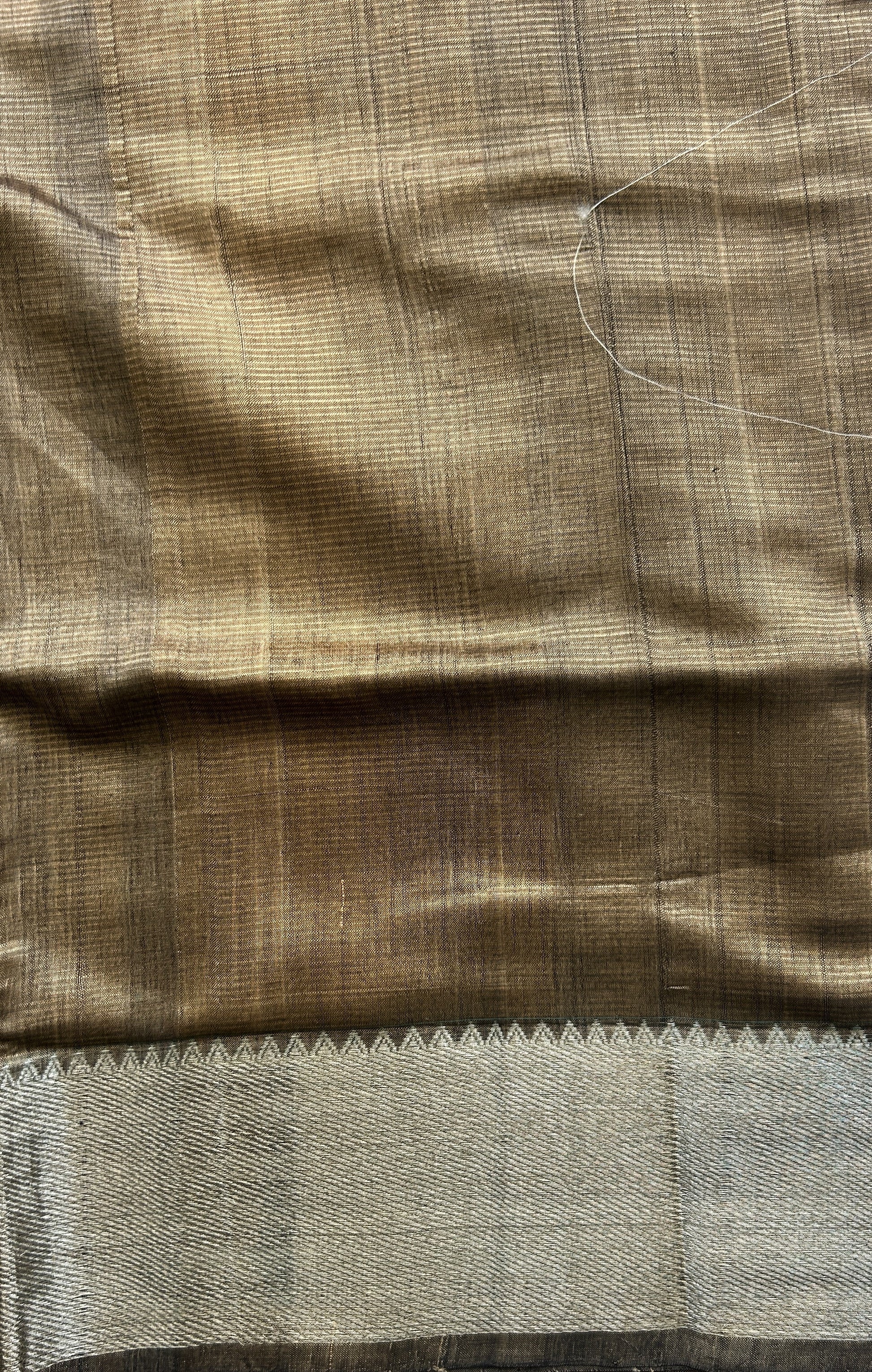 Mangalagiri Plain Pattu Saree Peanut colored complemented with a Zari Border - Sampradaya Designer Studio