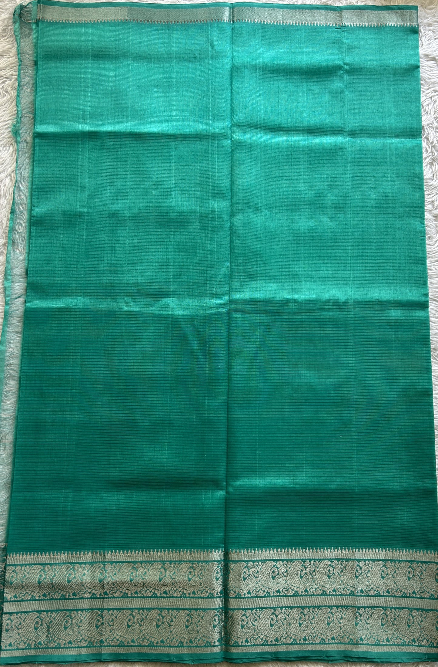 Mangalagiri Plain Pattu Saree Aqua Blue colored complemented with a Zari Border - Sampradaya Designer Studio