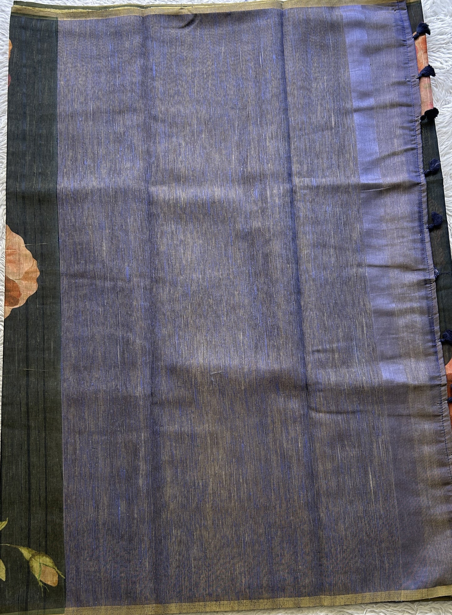 Banarasi Tissue Fancy Saree Navy Blue Colored Paired with a Borderless.