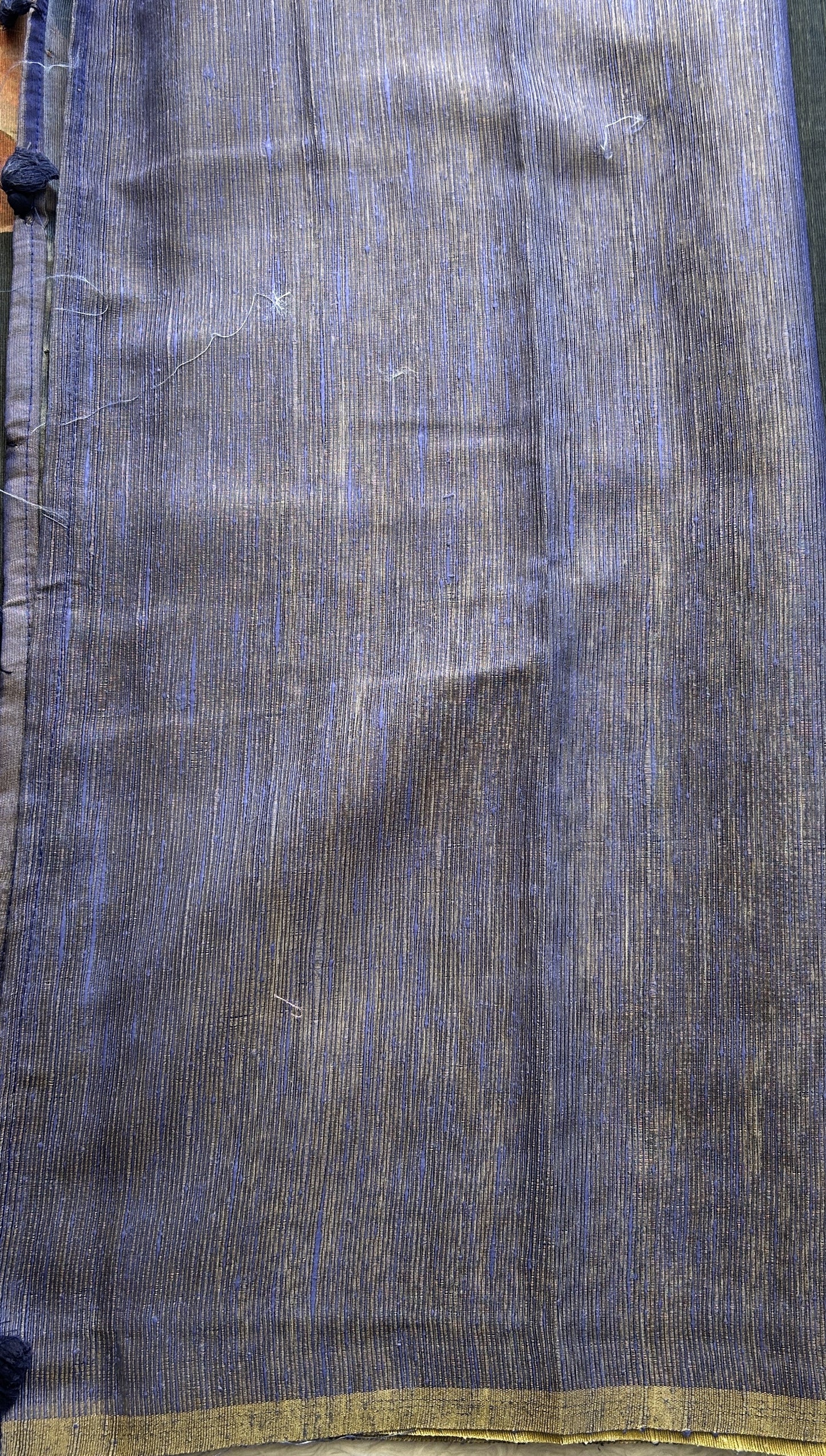 Banarasi Tissue Fancy Saree Navy Blue Colored Paired with a Borderless.