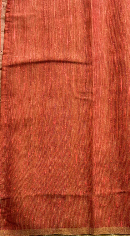 Banarasi Tissue Fancy Saree Dark Orange Colored Paired with a Borderless.