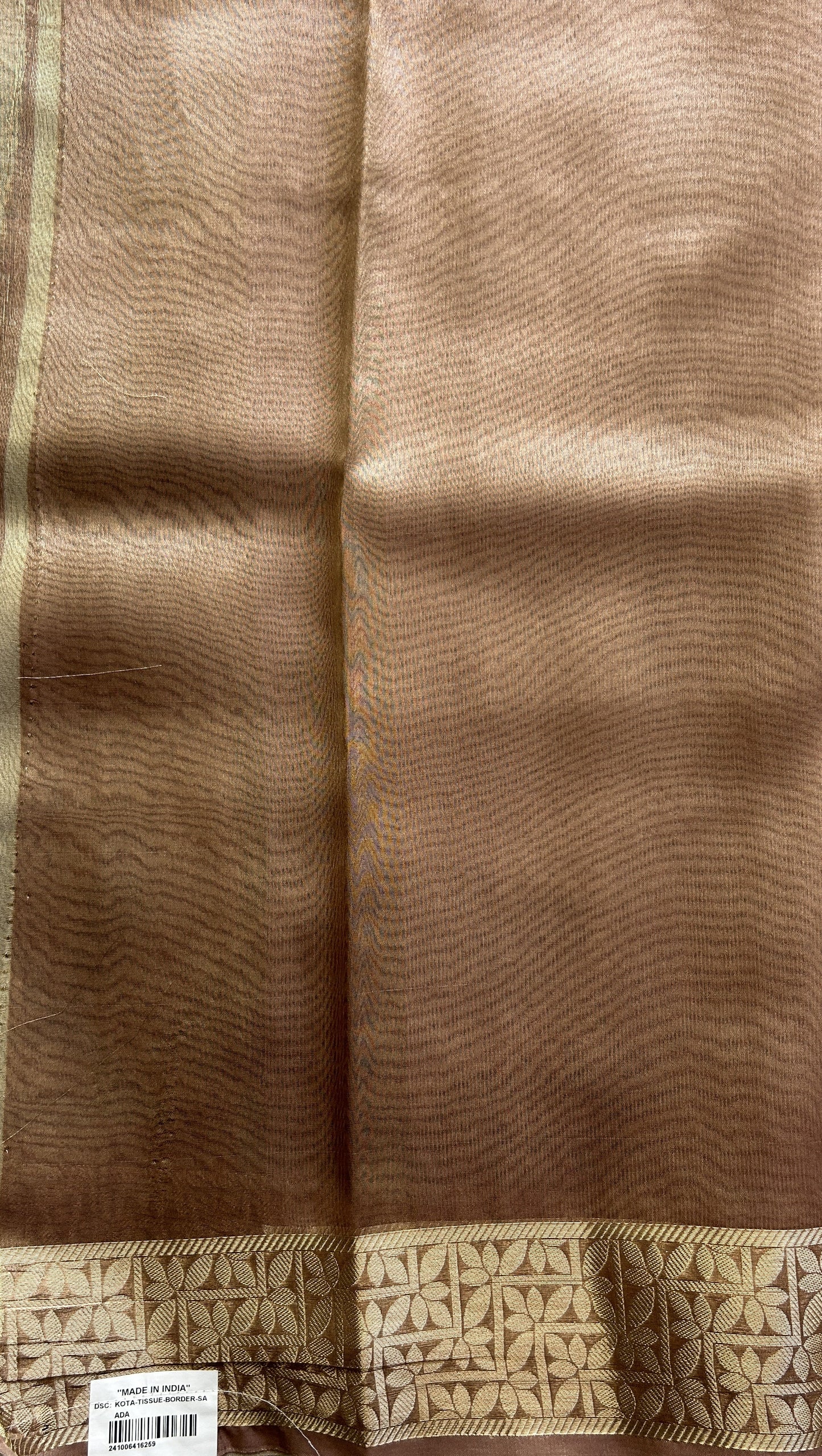 Banarasi Tissue Fancy Saree Sandcastle Colored Complemented with a Zari Border.