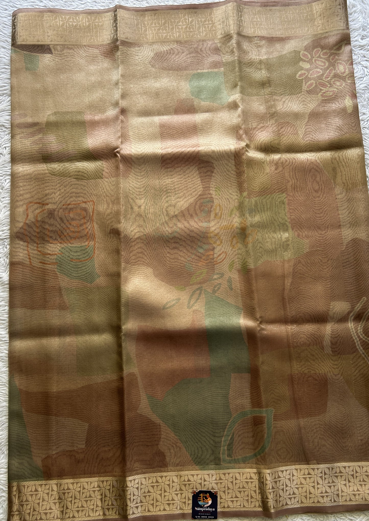 Banarasi Tissue Fancy Saree Sandcastle Colored Complemented with a Zari Border.