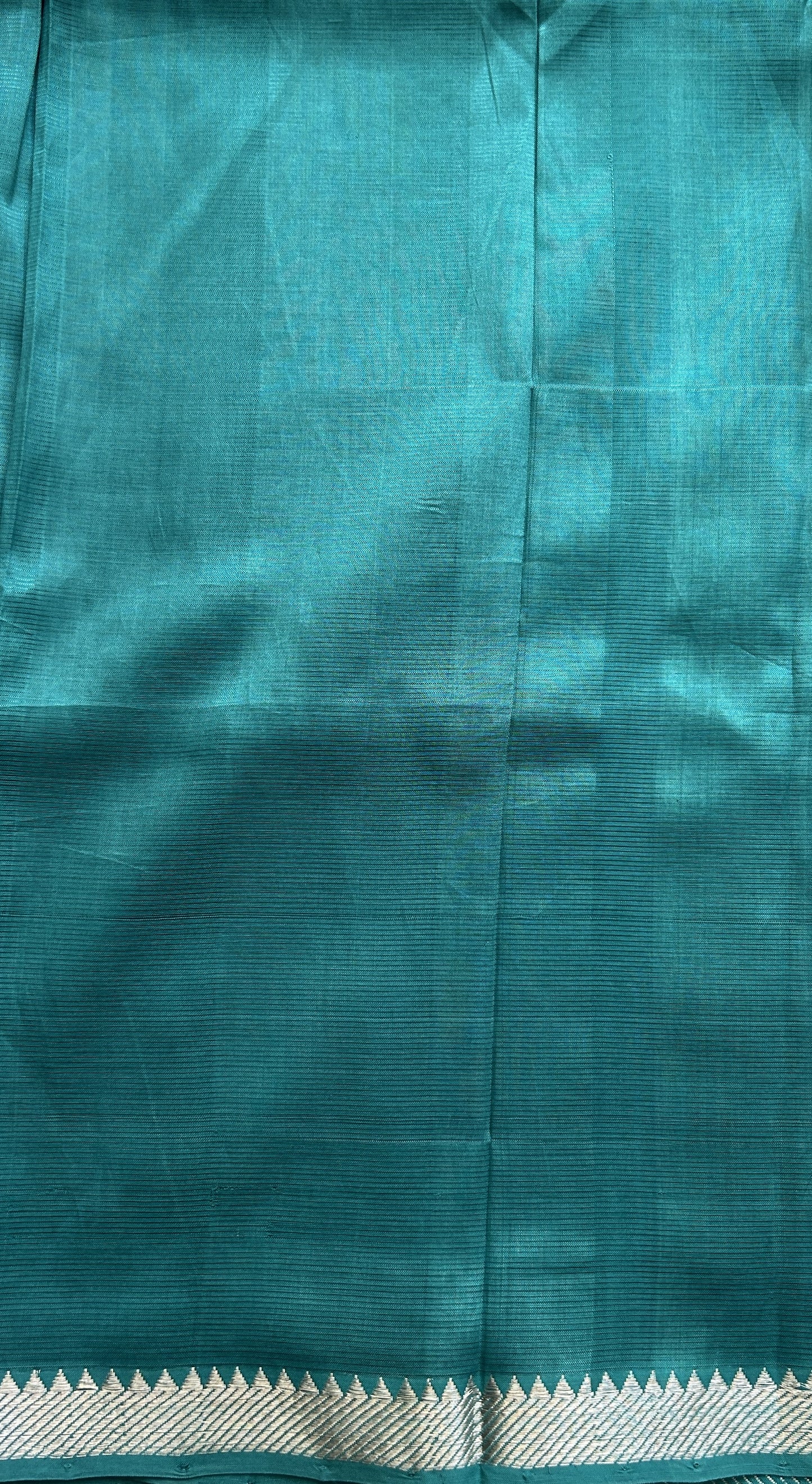 Mangalagiri Plain Pattu Saree Bottle Green colored complemented with a Zari Border - Sampradaya Designer Studio