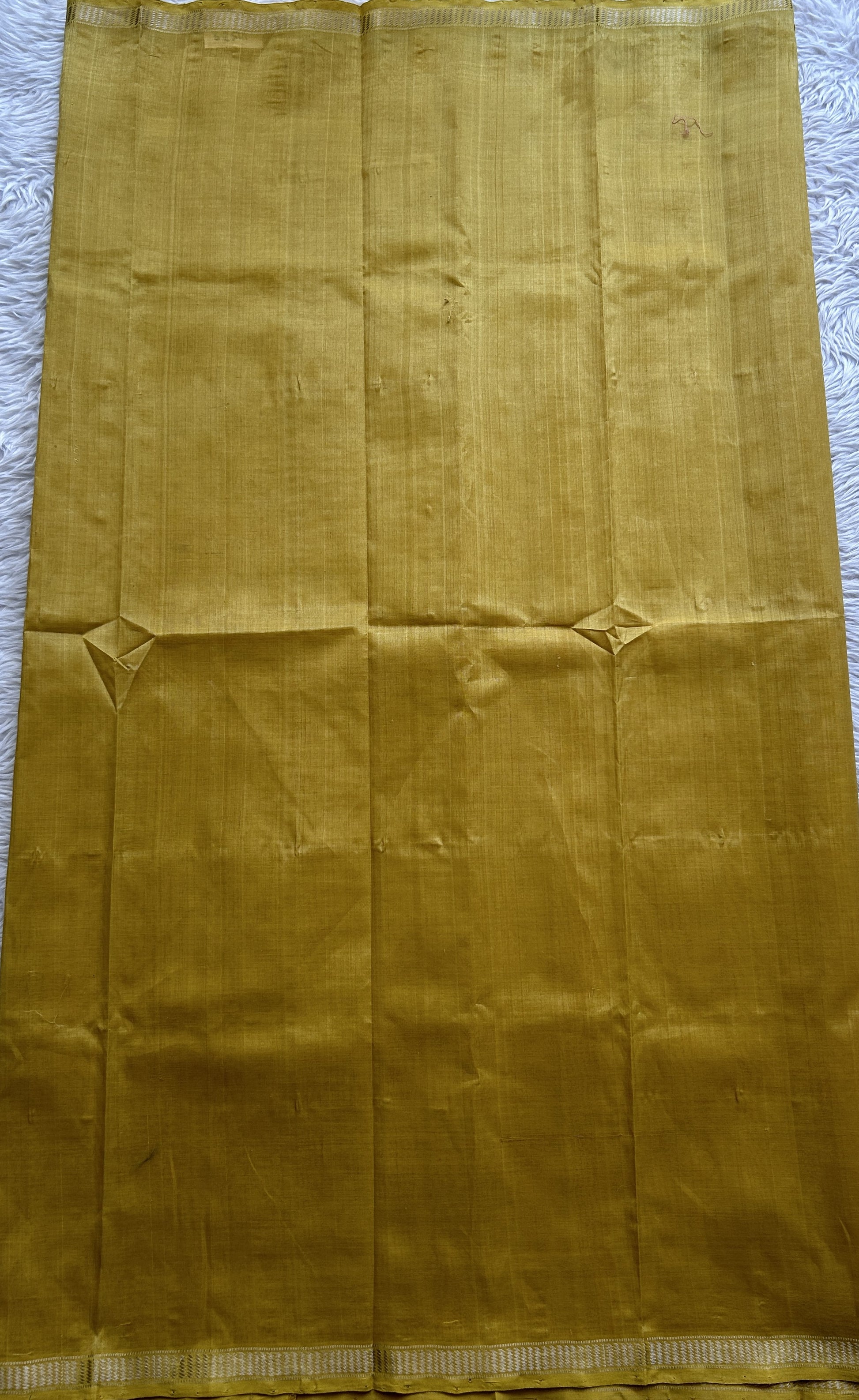 Mangalagiri Plain Pattu Saree Yellow colored complemented with a Zari Border - Sampradaya Designer Studio