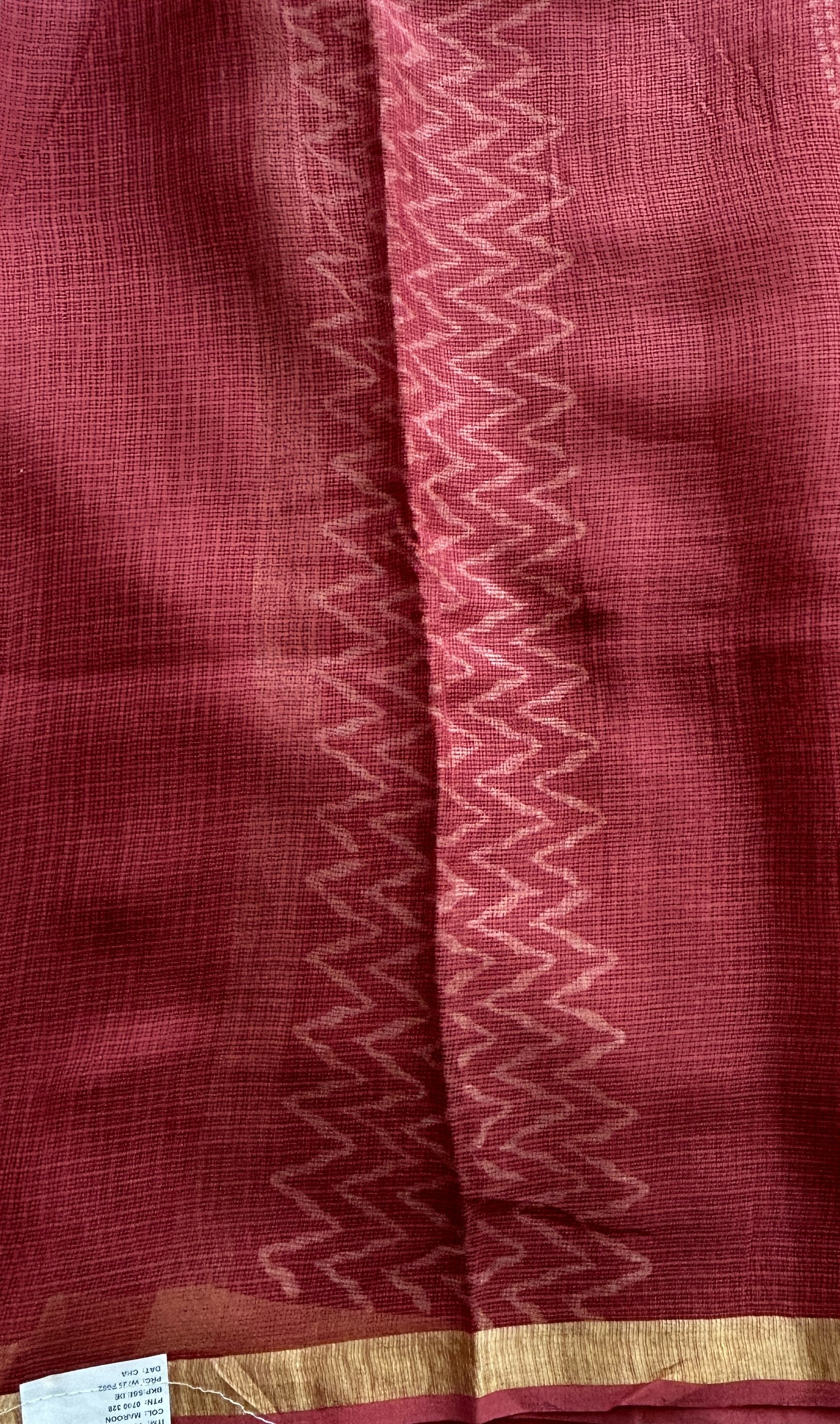 Cotton Kota Saree Burgundy Colored Complemented with a Zari Border. - Sampradaya Designer Studio