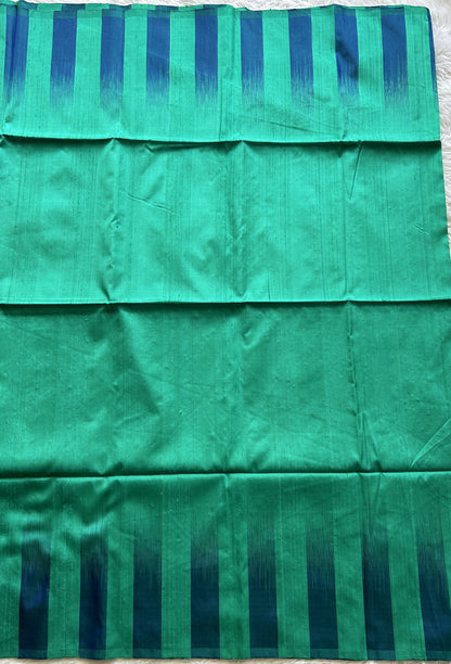 Pure Kanjivaram Soft Silk Saree Green colored complemented with a Borderless. - Sampradaya Designer Studio