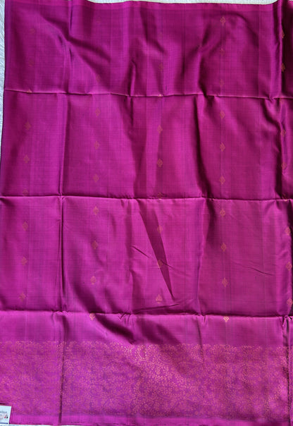 Pure Kanjivaram Soft Silk Saree Dark Pink colored complemented with a Borderless. - Sampradaya Designer Studio