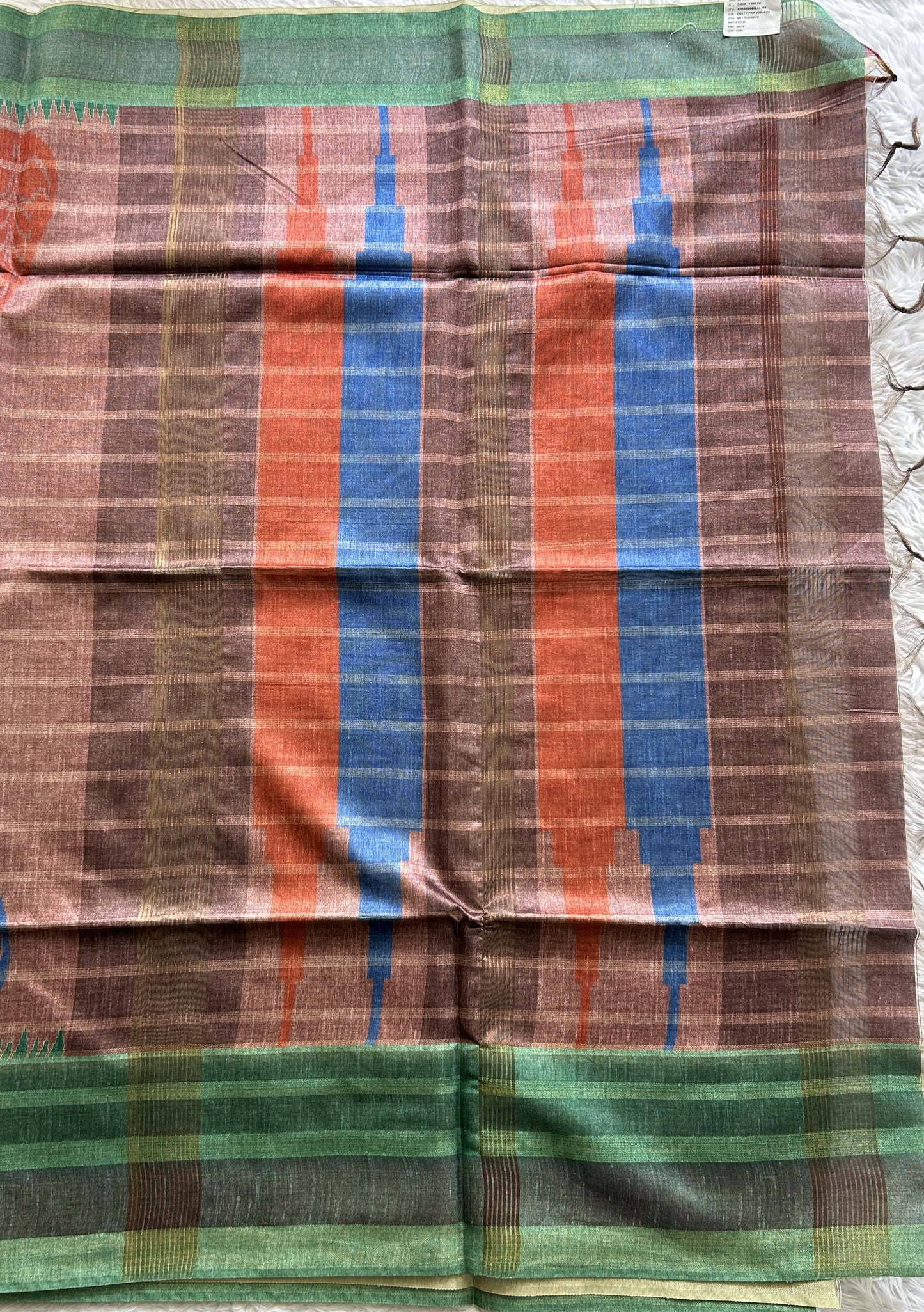 Semi Tussar Saree Onion Pink colored complemented with a Zari Border. - Sampradaya Designer Studio