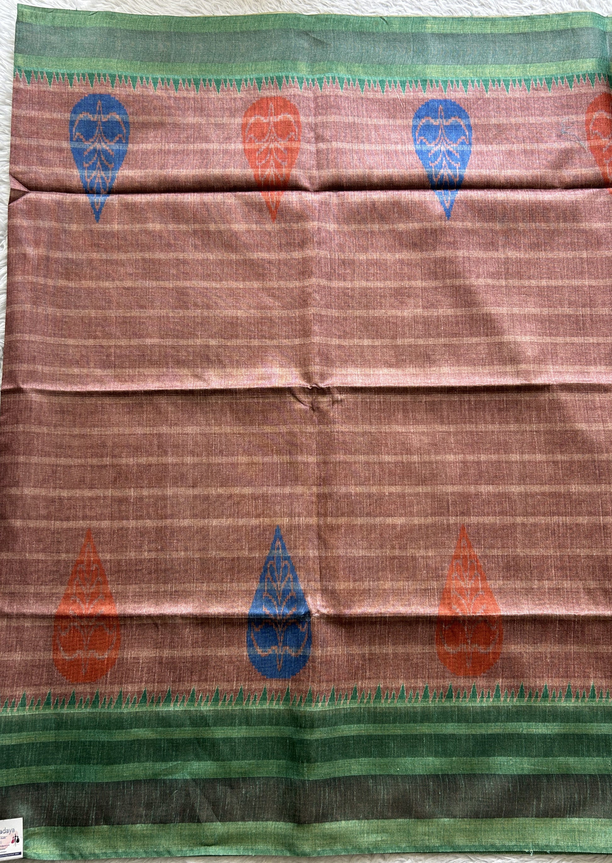 Semi Tussar Saree Onion Pink colored complemented with a Zari Border. - Sampradaya Designer Studio