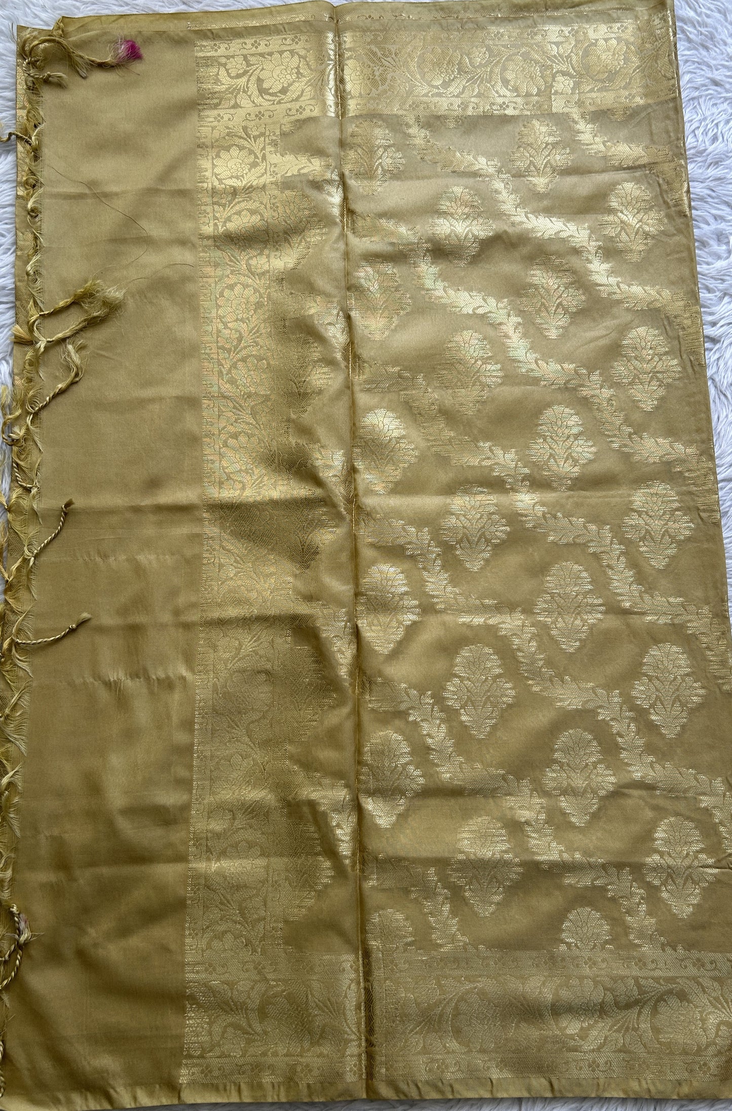 Pure Banarasi Cream Colored Dupatta With a Zari Border. - Sampradaya Designer Studio