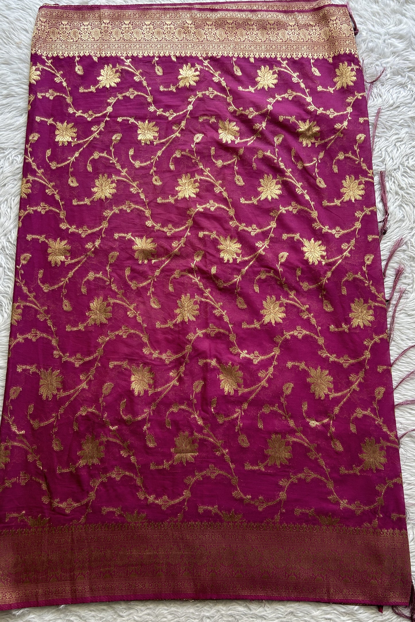 Pure Banarasi Rose Pink Colored Dupatta With a Zari Border. - Sampradaya Designer Studio