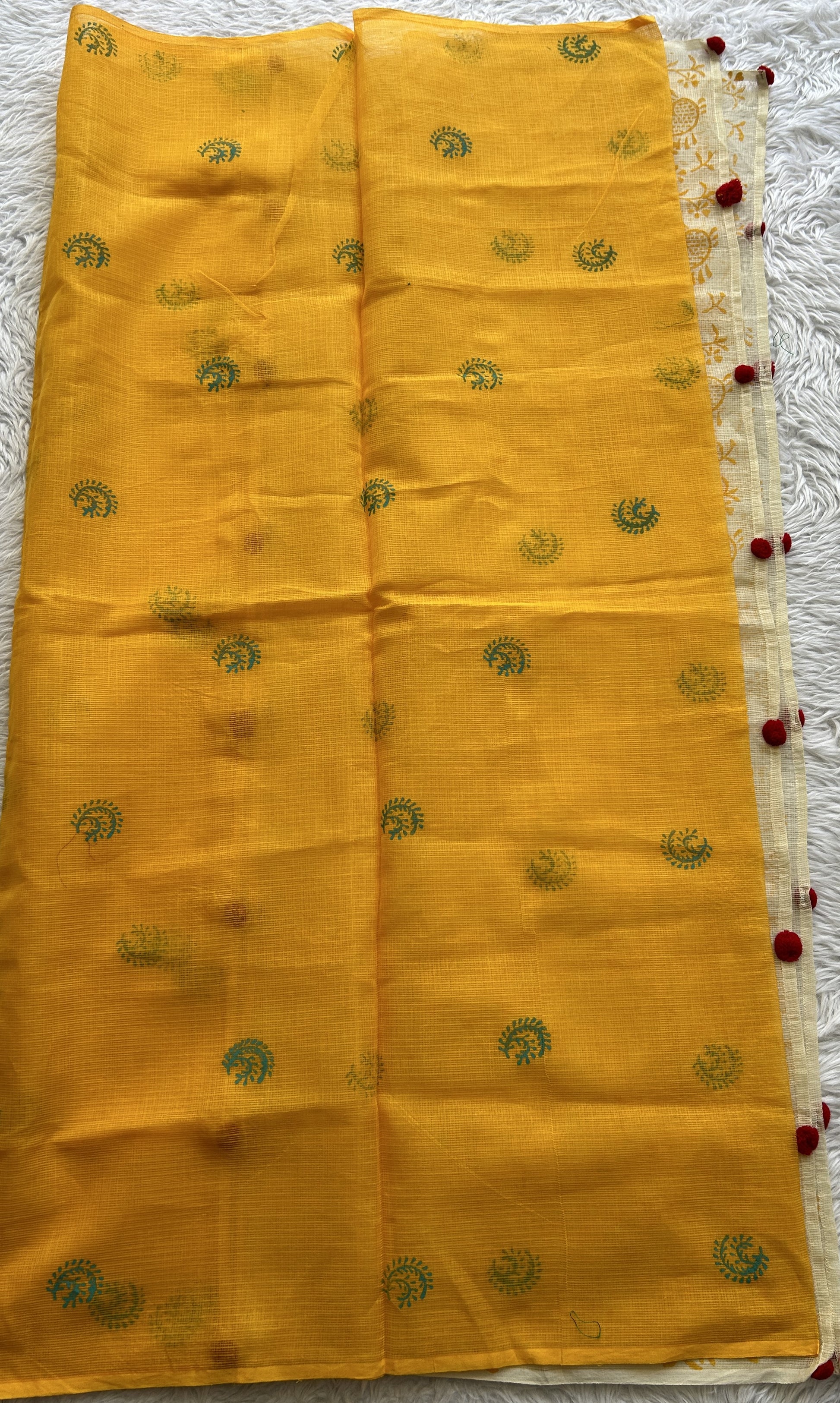 Pure Cotton Kota Yellow Colored Dupatta With a Borderless. - Sampradaya Designer Studio