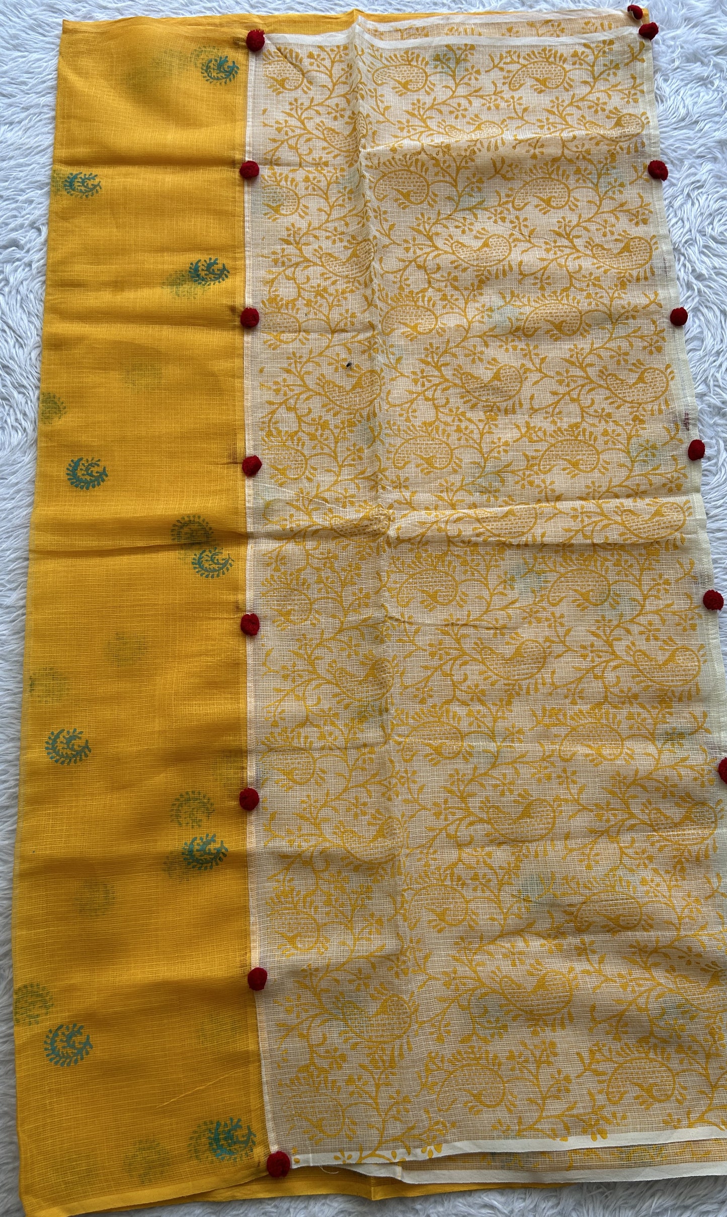 Pure Cotton Kota Yellow Colored Dupatta With a Borderless. - Sampradaya Designer Studio