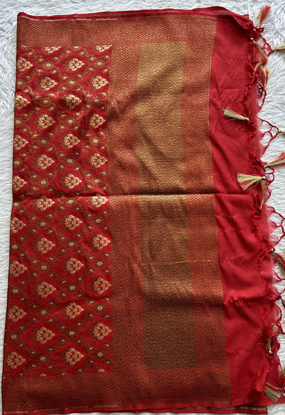 Pure Banarasi Maroon Colored Dupatta with a Zari Border. - Sampradaya Designer Studio