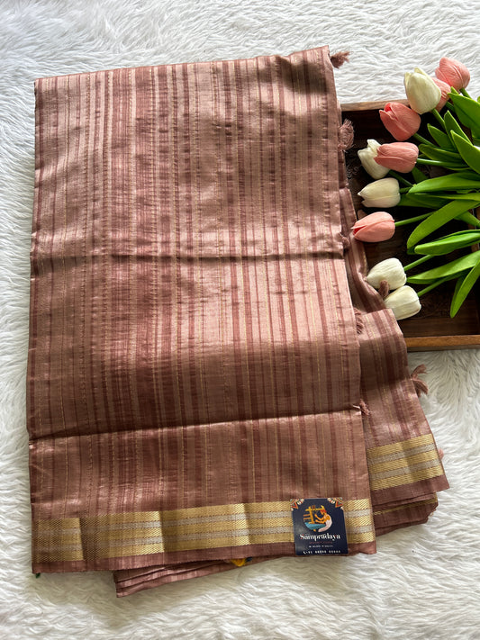 Semi Raw Silk Saree Onion Pink Colored Complemented with a Zari Border. - Sampradaya Designer Studio