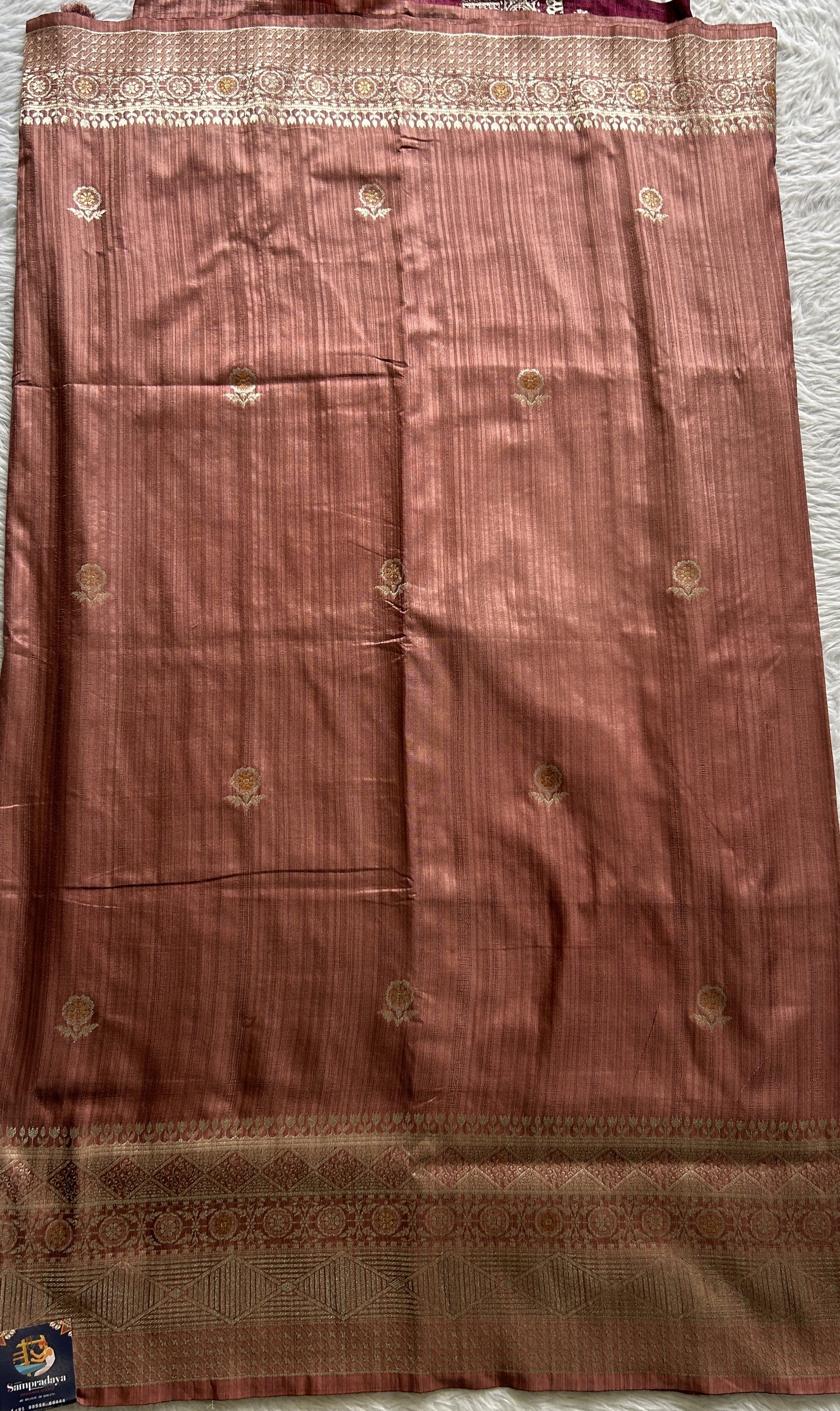 Semi Raw Silk Saree Onion Pink Colored Complemented with a Zari Border. - Sampradaya Designer Studio