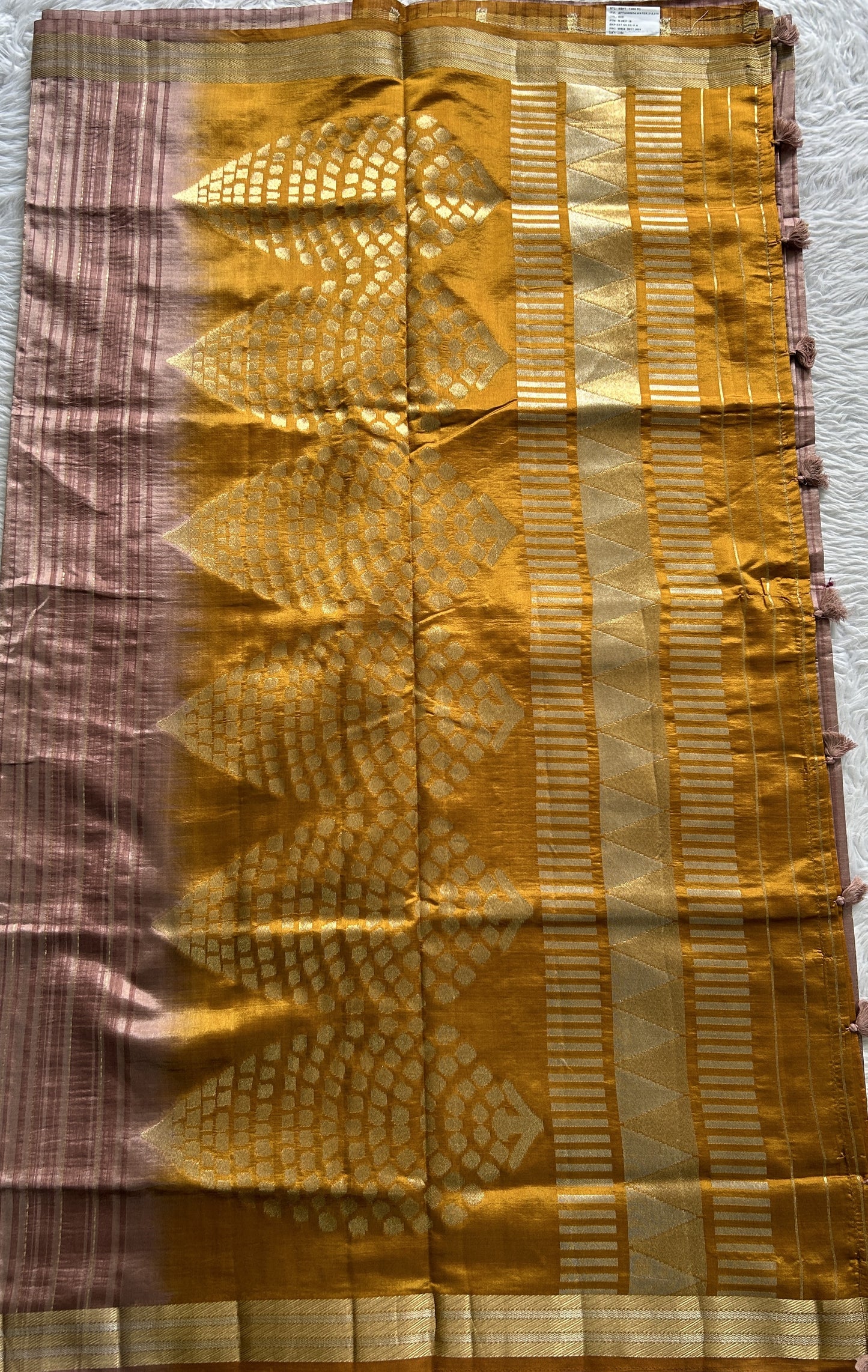 Semi Raw Silk Saree Onion Pink Colored Complemented with a Zari Border. - Sampradaya Designer Studio