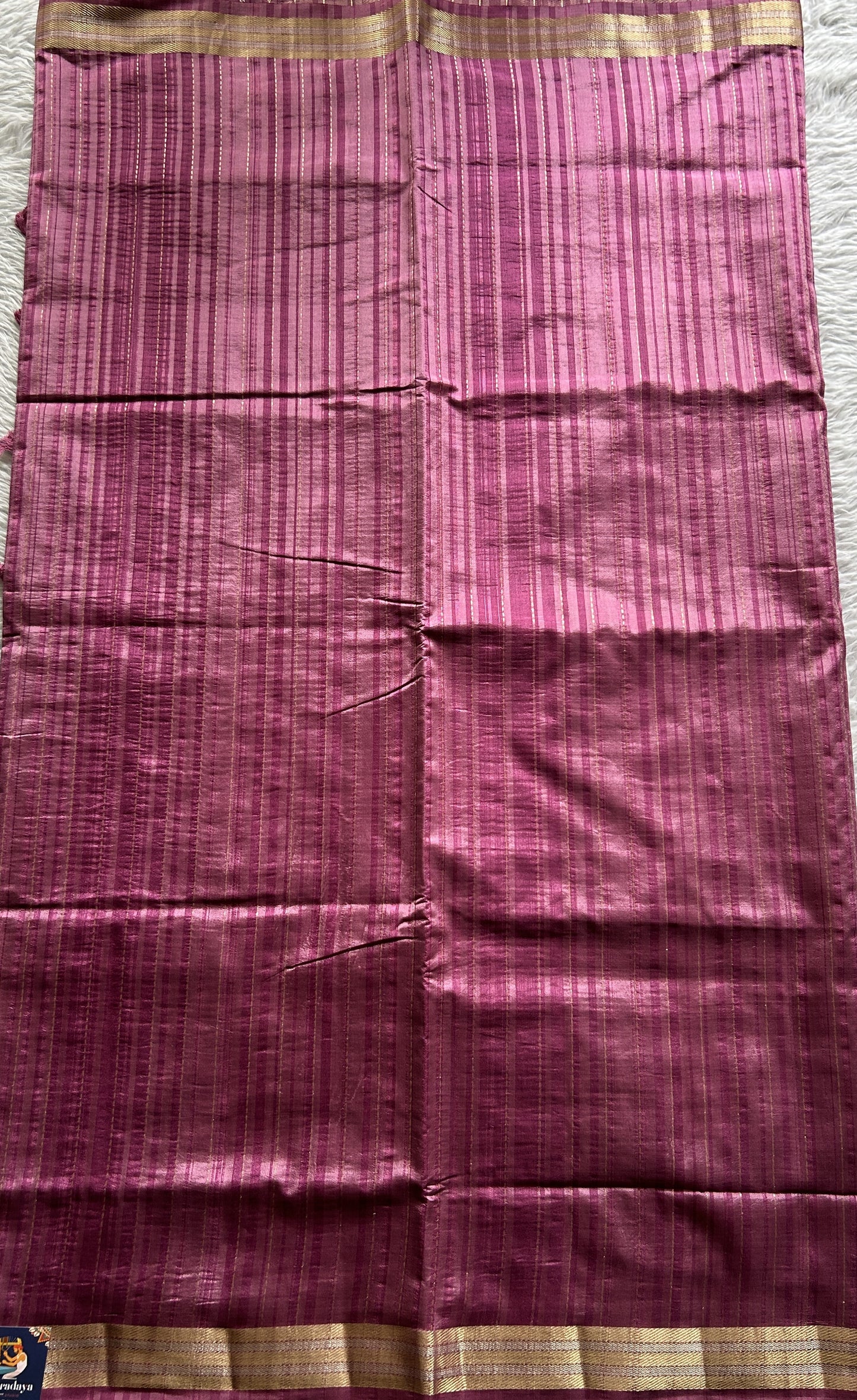 Semi Raw Silk Saree Lilac Colored Complemented with a Zari Border. - Sampradaya Designer Studio