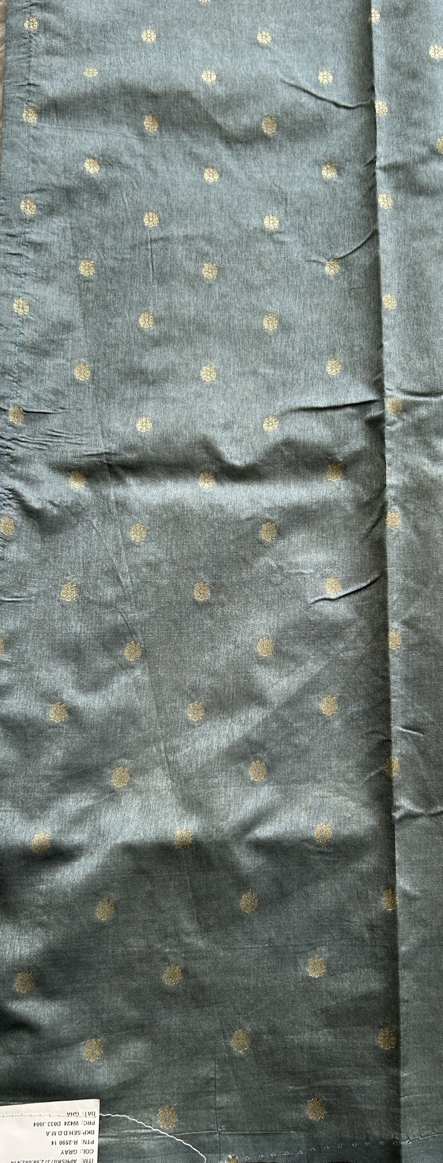 Semi Raw Silk Saree Gray Colored Complemented with a Zari Border. - Sampradaya Designer Studio