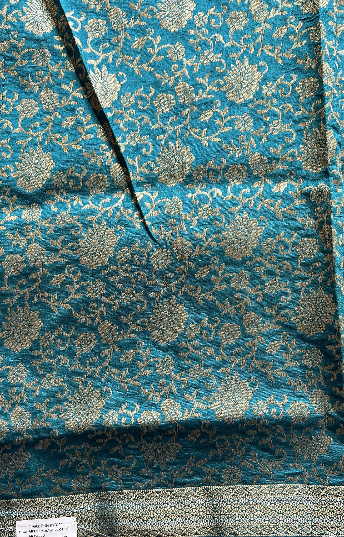 Semi Raw Silk Saree Light Blue Colored Complemented with a Zari Border. - Sampradaya Designer Studio