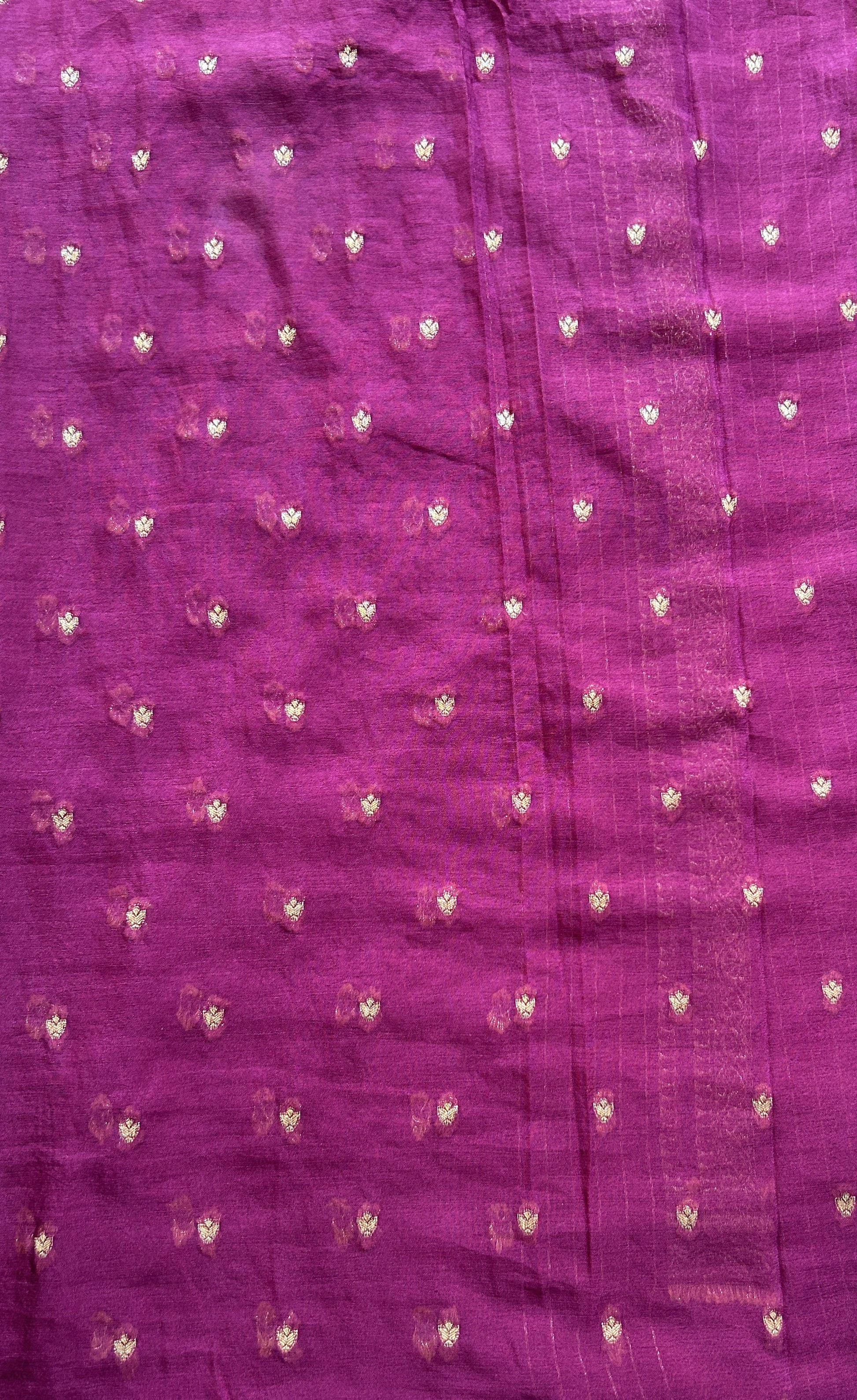 Semi Georgette Saree Plum Colored Complemented with a Zari Border. - Sampradaya Designer Studio