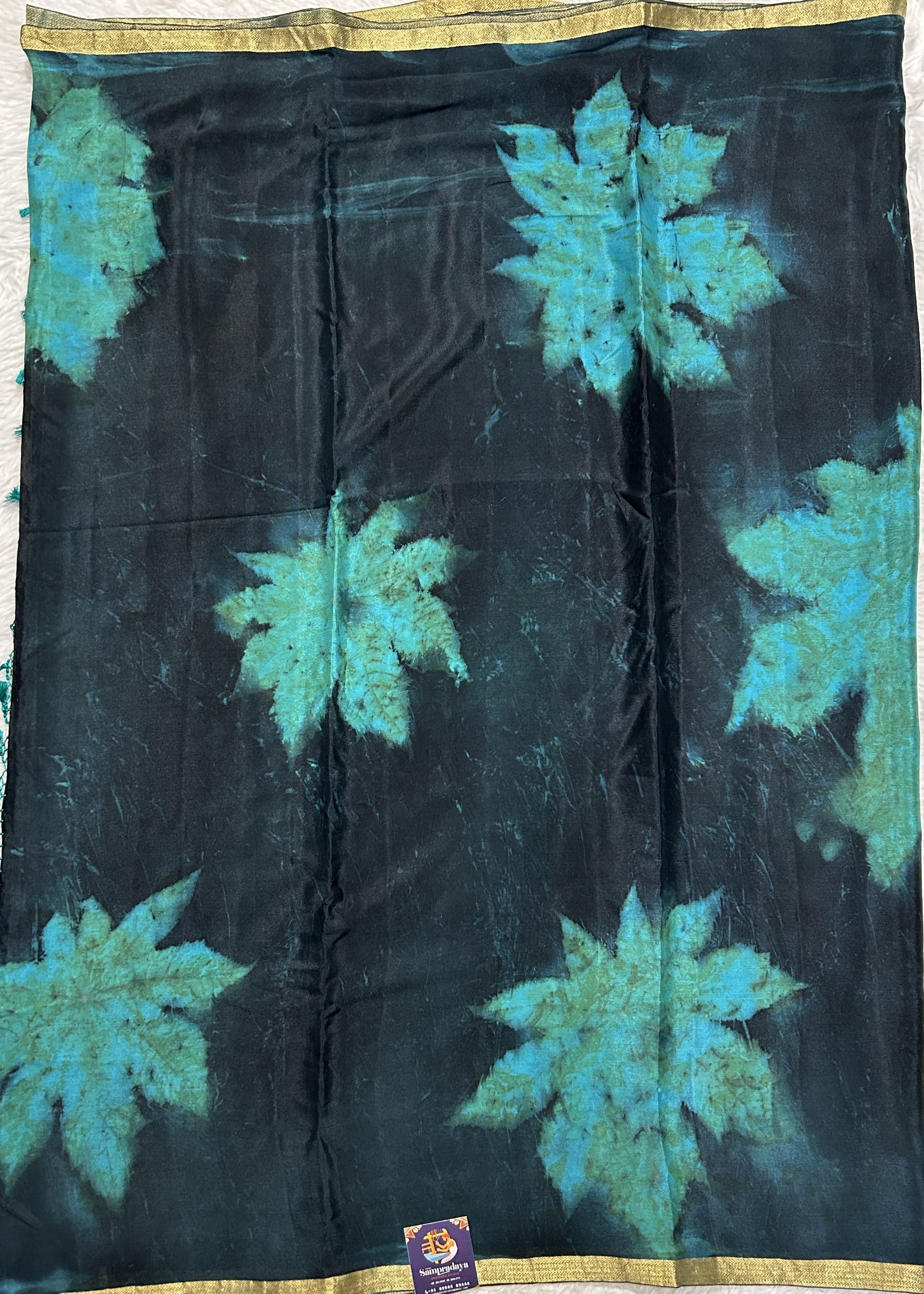 Banarasi Crepe silk Saree Black colored complemented with a Zari border. - Sampradaya Designer Studio