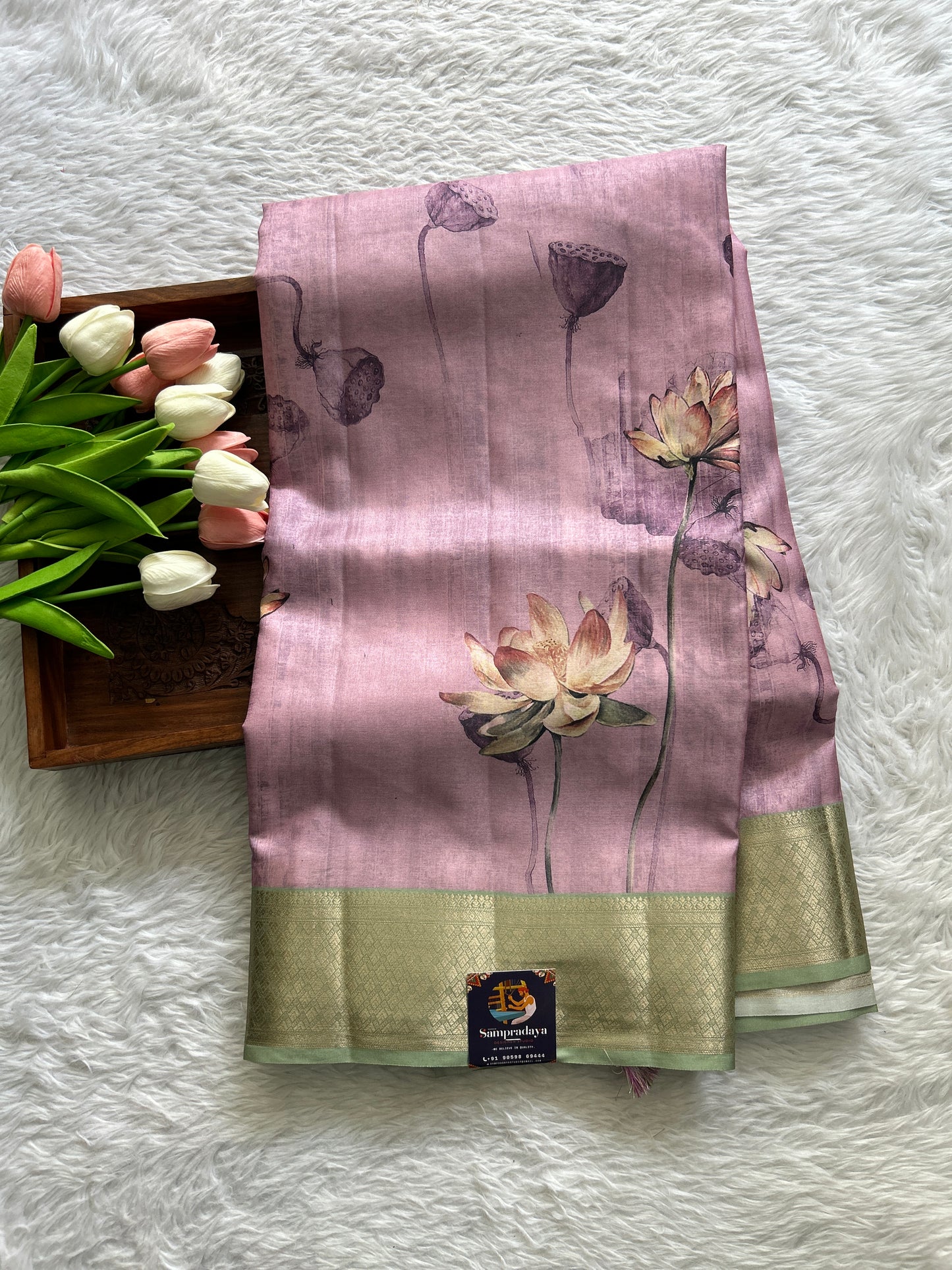 Banarasi Soft Silk Saree Light Pink Colored Complemented with a Zari Border. - Sampradaya Designer Studio