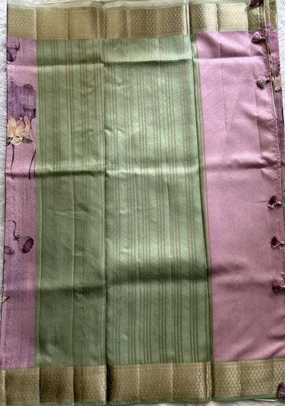 Banarasi Soft Silk Saree Light Pink Colored Complemented with a Zari Border. - Sampradaya Designer Studio