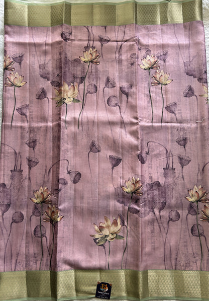 Banarasi Soft Silk Saree Light Pink Colored Complemented with a Zari Border. - Sampradaya Designer Studio