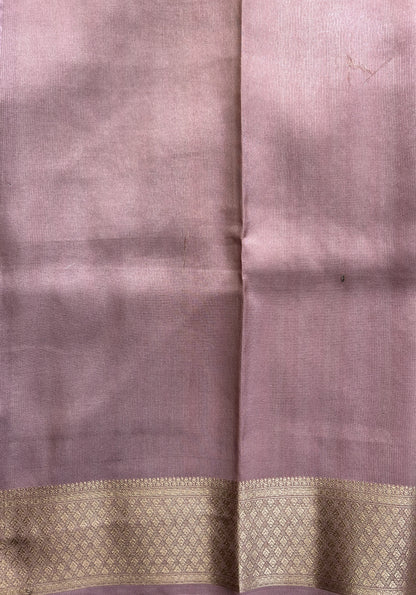 Banarasi Soft Silk Saree Lavender Colored Complemented with a Zari Border. - Sampradaya Designer Studio